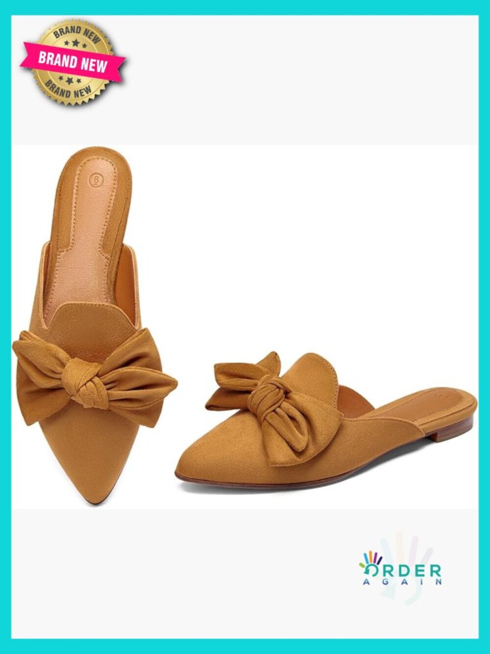Slip On Mules Pointed Toe Loafers Comfortable Flats with Foam Padding Bows